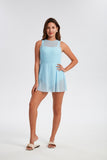 ECUPPER High Neck Mesh Overlay Skirted Swimsuits Built in Briefs