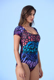 ECUPPER Square-Neck Short Sleeve Monokini