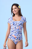 ECUPPER Square-Neck Short Sleeve Monokini