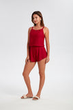 ECUPPER Adjustable Straps Cami Swim Top with Shorts with Bra