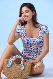 ECUPPER Square-Neck Short Sleeve Monokini