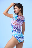 ECUPPER Square-Neck Short Sleeve Monokini