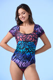 ECUPPER Square-Neck Short Sleeve Monokini