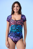 ECUPPER Square-Neck Short Sleeve Monokini