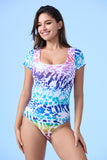 ECUPPER Square-Neck Short Sleeve Monokini