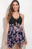 Drawstring Front Hollow Out Cutout Swimdress
