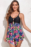 Drawstring Front Hollow Out Cutout Swimdress